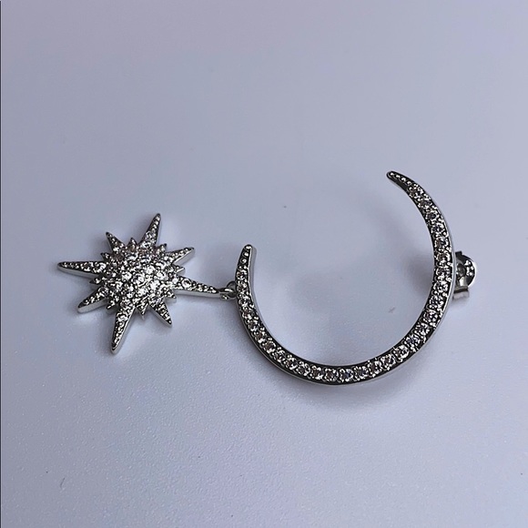 Silver Moon and Star 925 Earrings - Picture 4 of 5